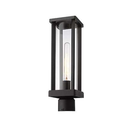 Z-Lite Glenwood 1 Light Outdoor Post Mount Fixture, Black & Clear 586PHMR-BK